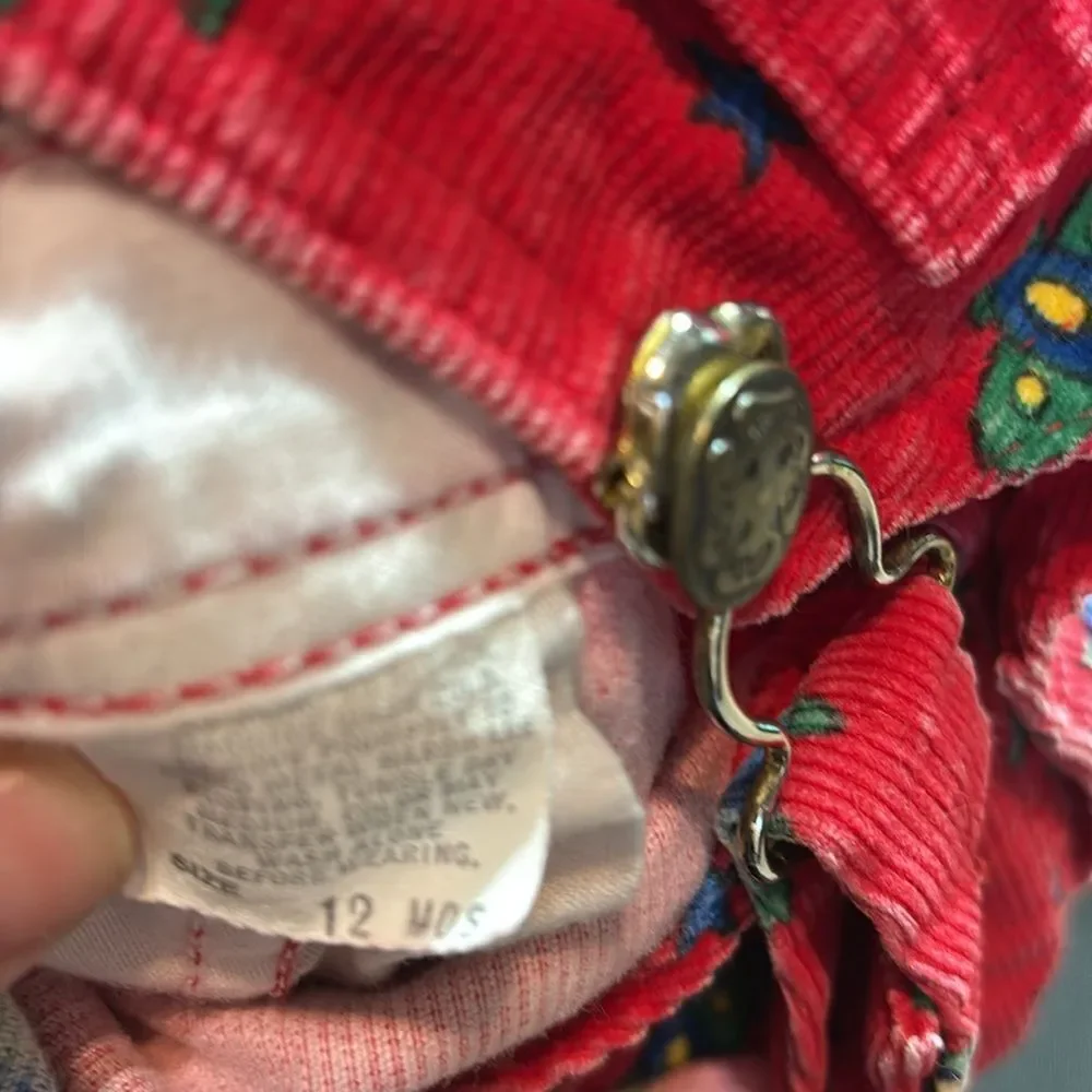 Osh kosh b’gosh‎ vintage corduroy made in USA airplane printed 12mos overalls